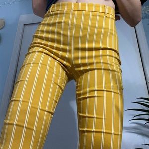 Yellow Stripped Ankle Pants
